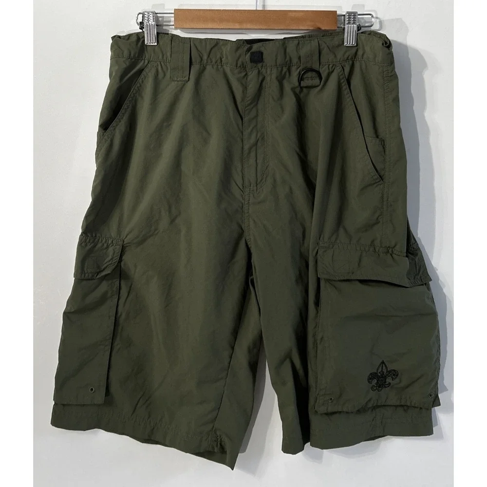 Mens Boy Scouts Mesh Lined Swim Cargo Shorts Sz Med Waterproof Pouch